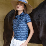 Rönner Noelia Classic Polo - Shirt Short Sleeve Steed Print | Sapphire - Rönner - Equiluxe Tack