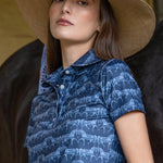 Rönner Noelia Classic Polo - Shirt Short Sleeve Steed Print | Sapphire - Rönner - Equiluxe Tack