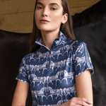 Rönner Plume Quarter - Zip | Short Sleeve | Steed Print | Shadow Blue - Rönner - Equiluxe Tack