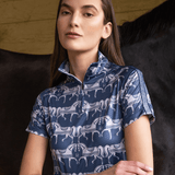 Rönner Plume Quarter - Zip | Short Sleeve | Steed Print | Shadow Blue - Rönner - Equiluxe Tack