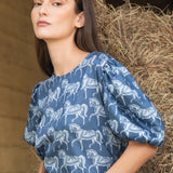 Rönner Rosamare Blouse | Blossomare Print | Sapphire - Rönner - Equiluxe Tack