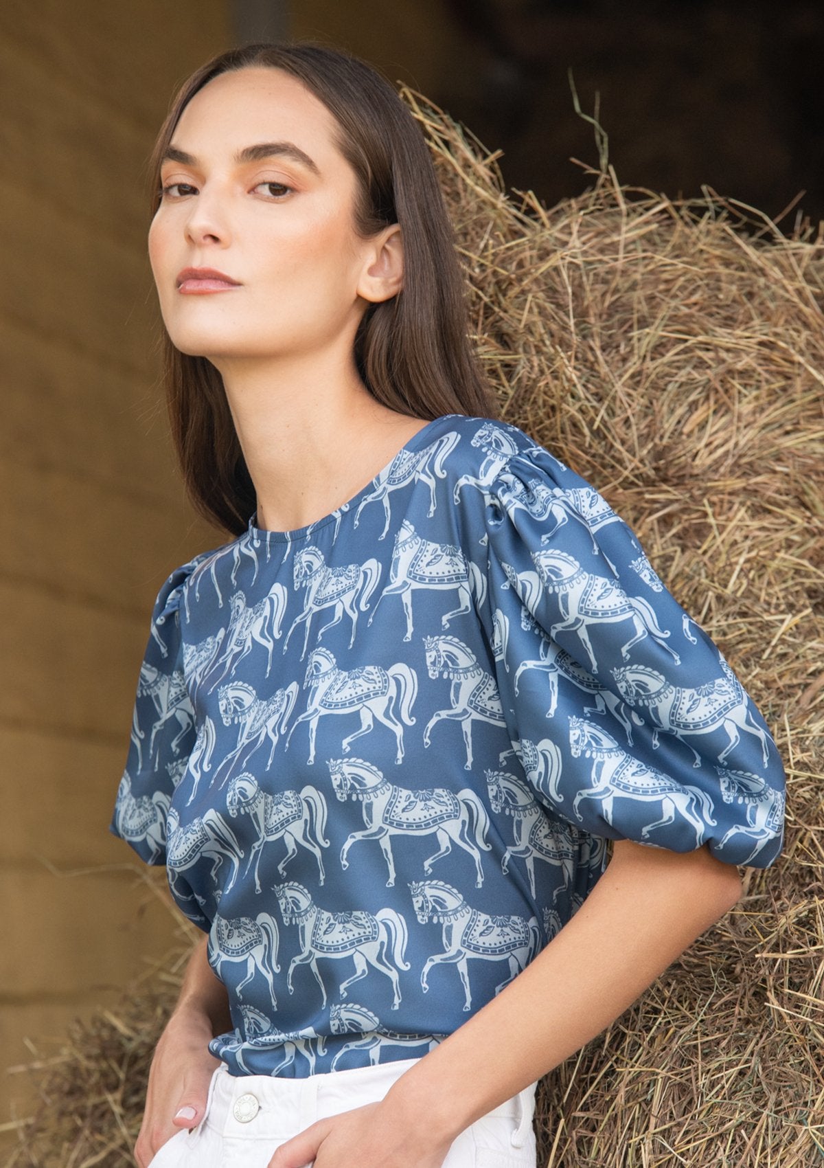 Rönner Rosamare Blouse | Blossomare Print | Sapphire - Rönner - Equiluxe Tack