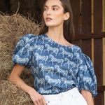 Rönner Rosamare Blouse | Blossomare Print | Sapphire - Rönner - Equiluxe Tack