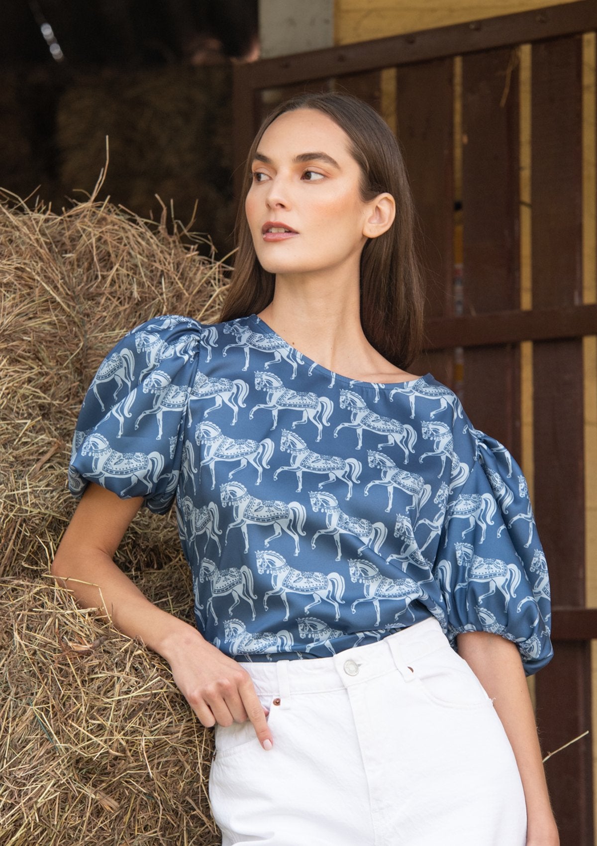 Rönner Rosamare Blouse | Blossomare Print | Sapphire - Rönner - Equiluxe Tack