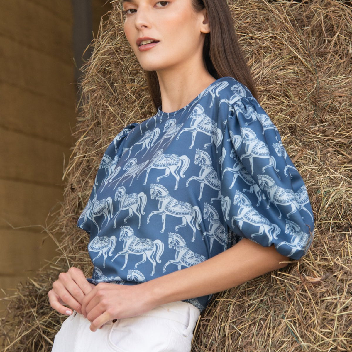 Rönner Rosamare Blouse | Blossomare Print | Sapphire - Rönner - Equiluxe Tack