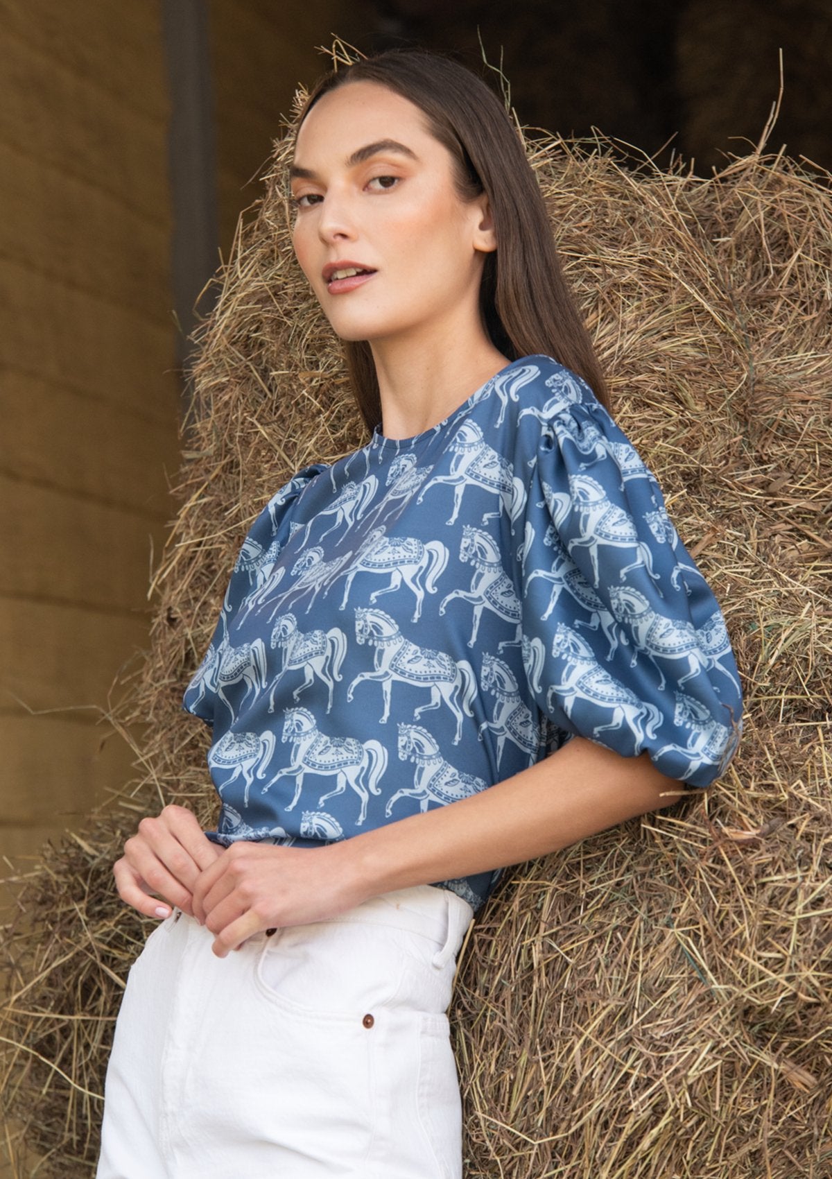 Rönner Rosamare Blouse | Blossomare Print | Sapphire - Rönner - Equiluxe Tack