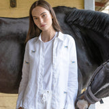 Rönner Sundown Embroidered Horses Linen Shirt | White - Rönner - Equiluxe Tack