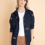 Rönner Sundown Linen Shirt | Long Sleeve | Embroidered Horses | Navy - Rönner - Equiluxe Tack