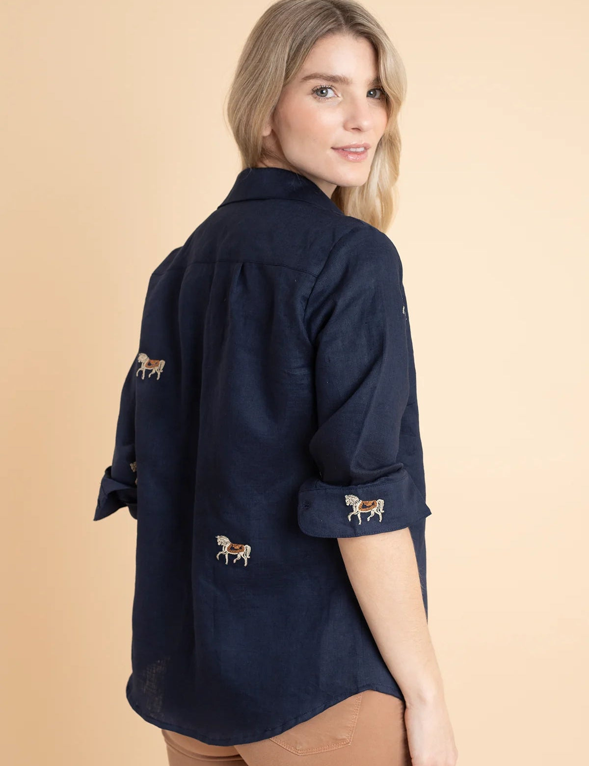 Rönner Sundown Linen Shirt | Long Sleeve | Embroidered | White - Rönner - Equiluxe Tack