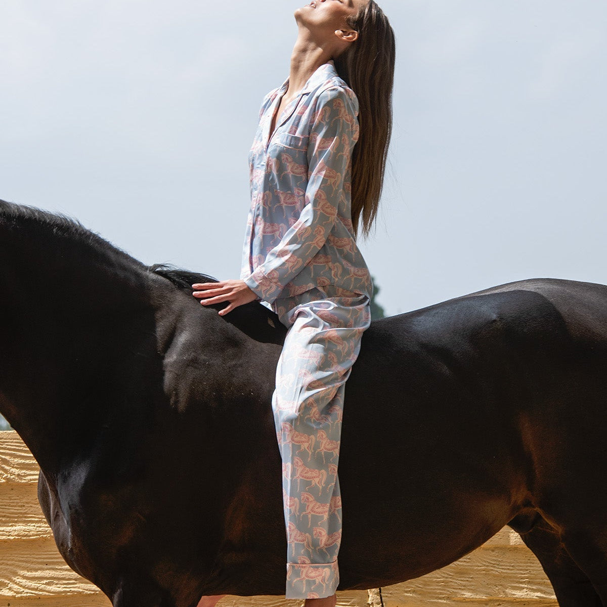 Rönner Whisper Long Sleeve Pajama Set - Blossomare Print | Ice Blue - Rönner - Equiluxe Tack