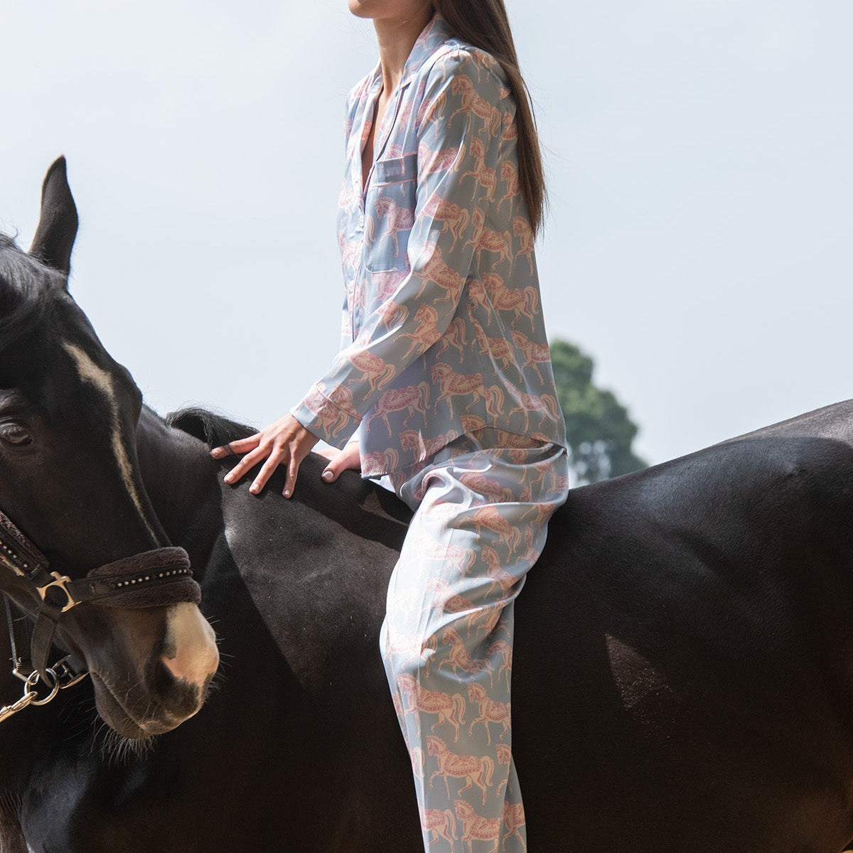 Rönner Whisper Long Sleeve Pajama Set - Blossomare Print | Ice Blue - Rönner - Equiluxe Tack