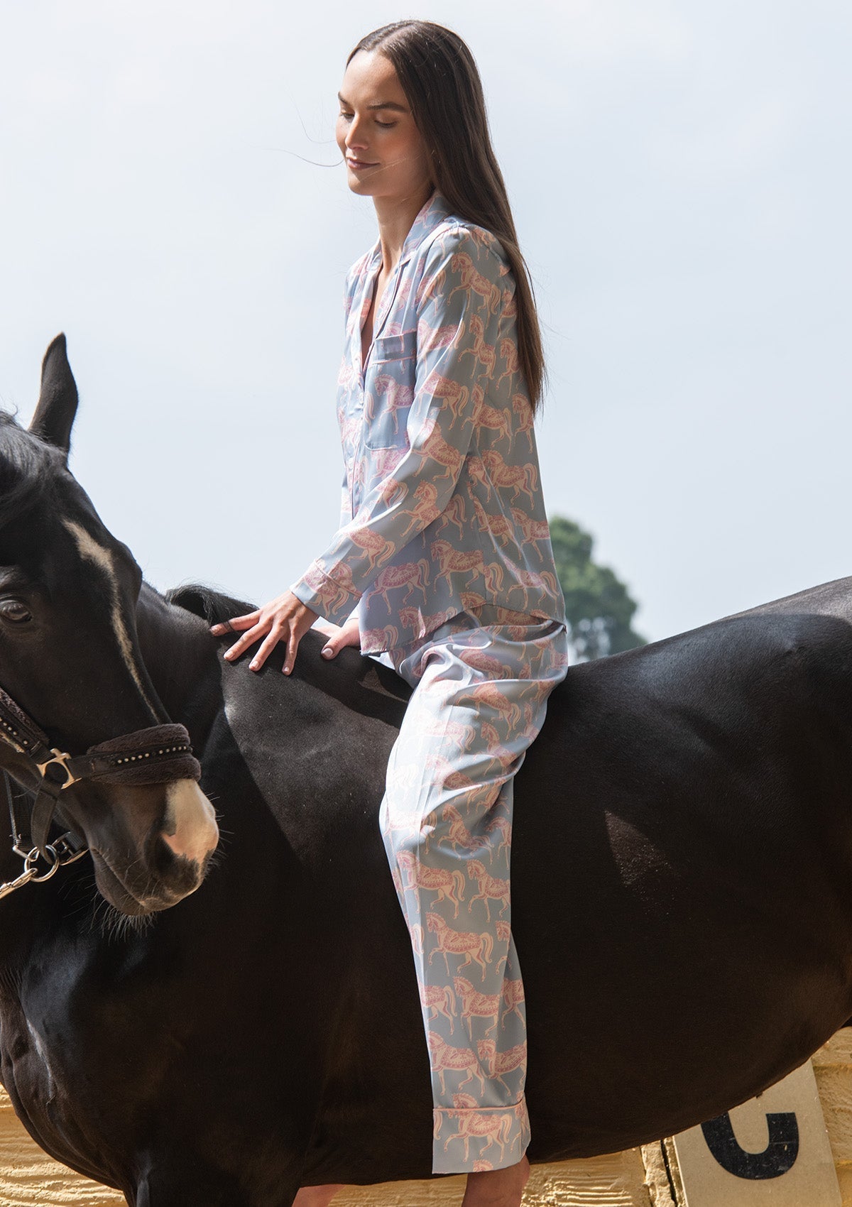 Rönner Whisper Long Sleeve Pajama Set - Blossomare Print | Ice Blue - Rönner - Equiluxe Tack