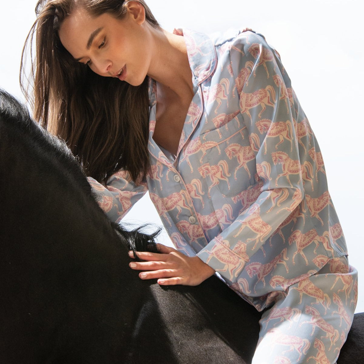 Rönner Whisper Long Sleeve Pajama Set - Blossomare Print | Ice Blue - Rönner - Equiluxe Tack