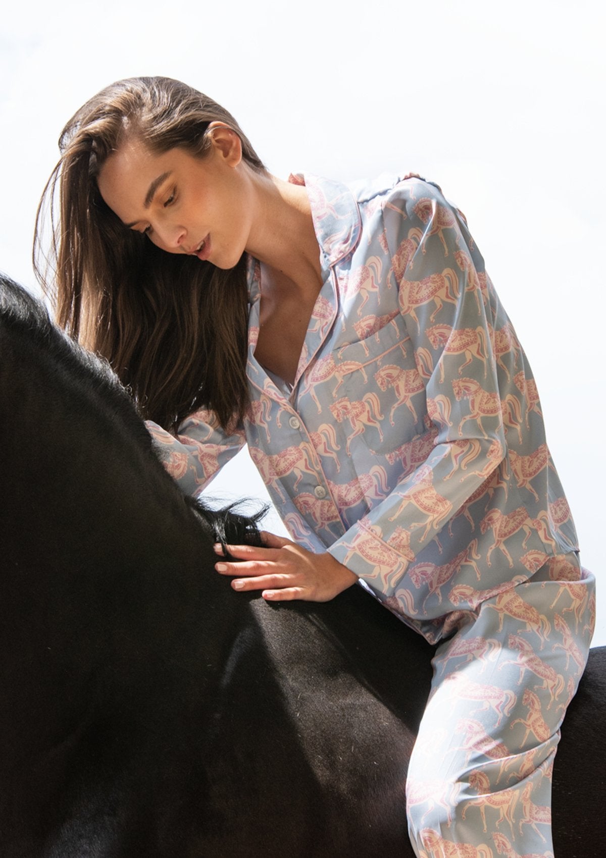 Rönner Whisper Long Sleeve Pajama Set - Blossomare Print | Ice Blue - Rönner - Equiluxe Tack