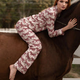 Rönner Whisper Long Sleeve PJ's | Blossomare Print | Crimson Cream - Rönner - Equiluxe Tack