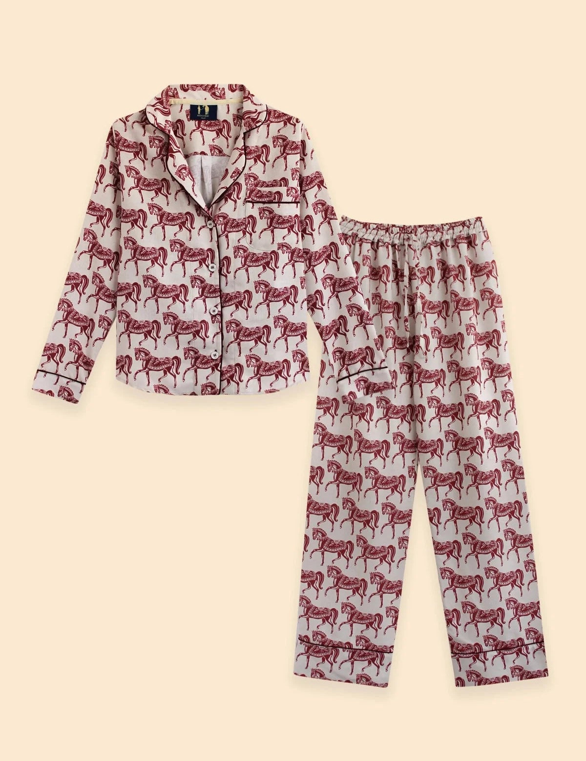 Rönner Whisper Long Sleeve PJ's | Blossomare Print | Crimson Cream - Rönner - Equiluxe Tack