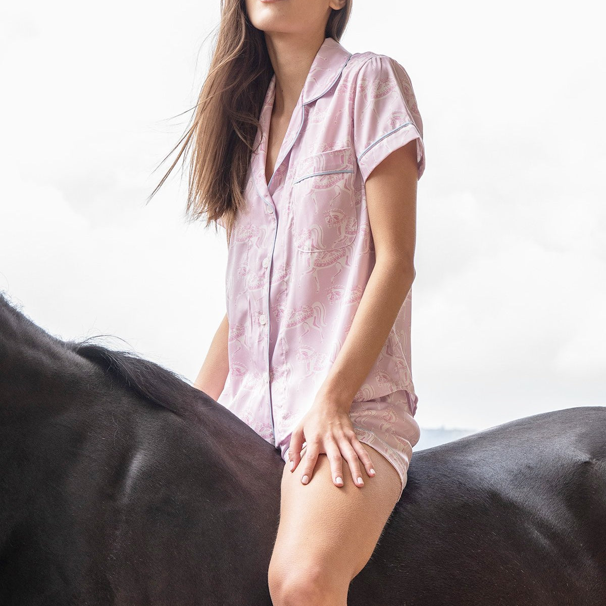 Rönner Whisper Short Sleeve Pajama Set | Blossomare Print | Feather Pink - Rönner - Equiluxe Tack