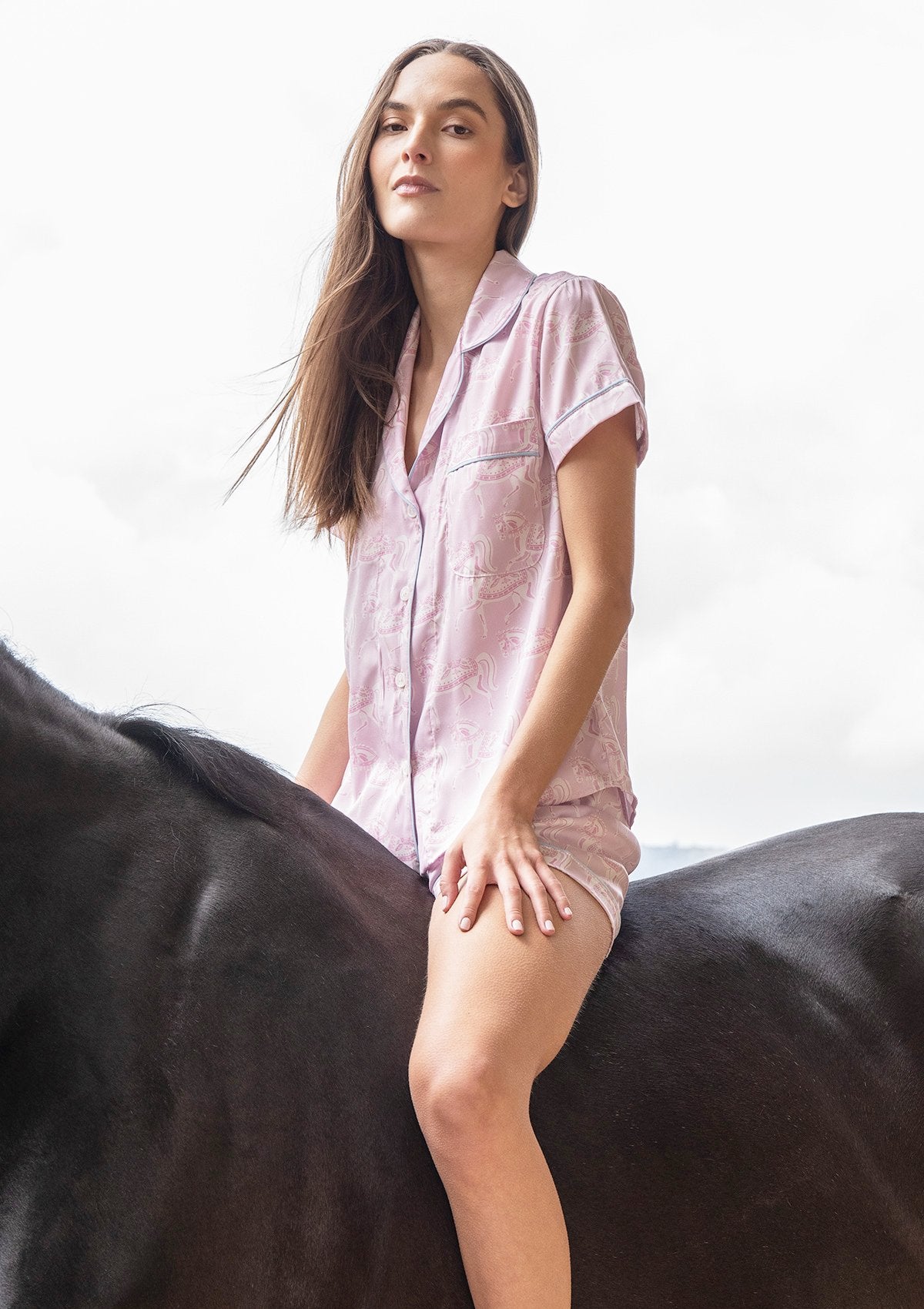 Rönner Whisper Short Sleeve Pajama Set | Blossomare Print | Feather Pink - Rönner - Equiluxe Tack