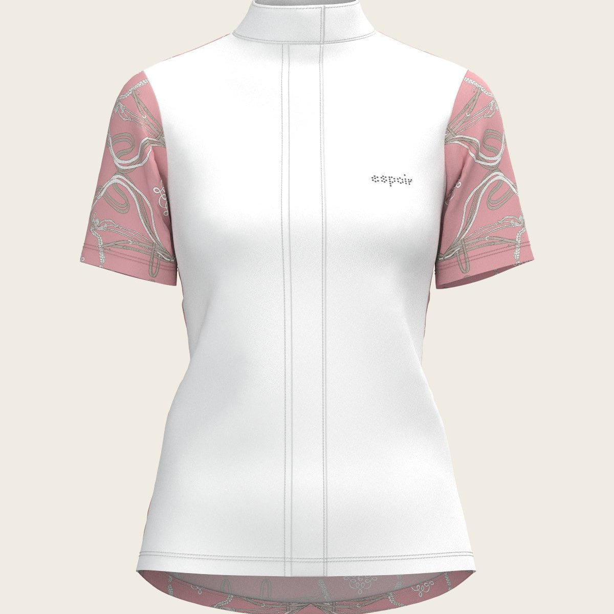 Roped Bridles on Rose Short Sleeve Show Shirt - Espoir Equestrian - Equiluxe Tack