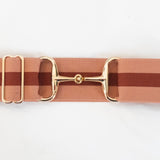 Rose Stripes - 2" Gold Snaffle Elastic Belt - Ellany Equestrian - Equiluxe Tack