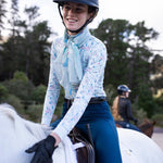  Rosettes on Lime Green Quarter Zip Sun Shirt - Espoir Equestrian - Equiluxe Tack