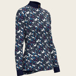 Rosettes on Navy Quarter Zip Sun Shirt - Espoir Equestrian - Equiluxe Tack