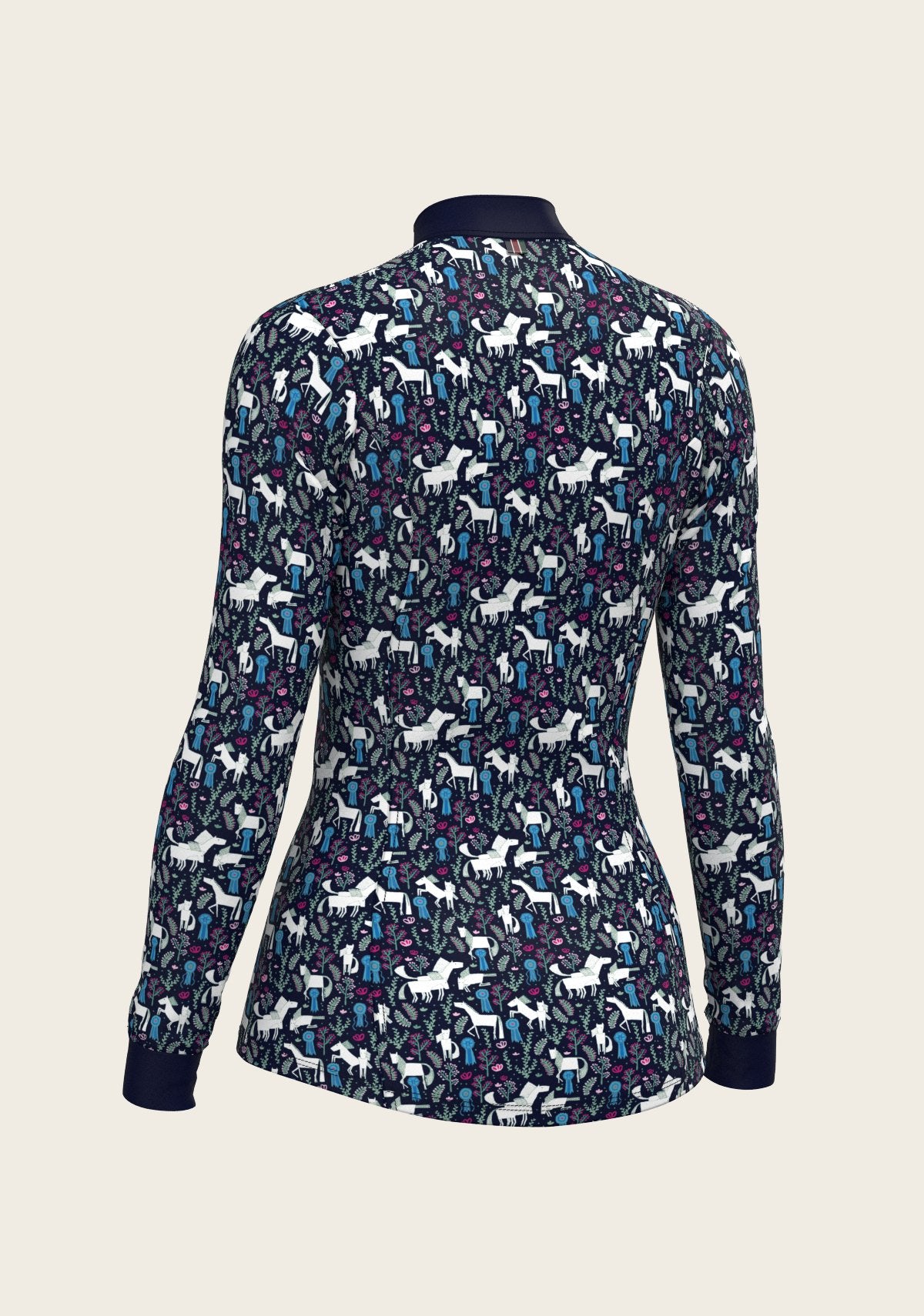 Rosettes on Navy Quarter Zip Sun Shirt - Espoir Equestrian - Equiluxe Tack