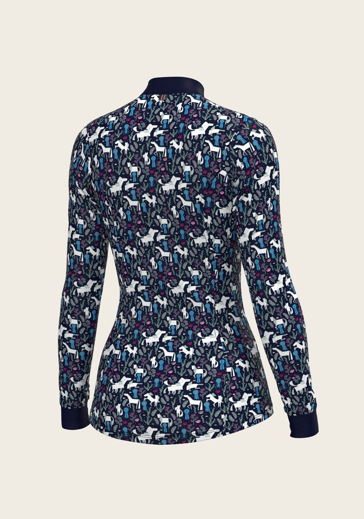 Rosettes on Navy Quarter Zip Sun Shirt - Espoir Equestrian - Equiluxe Tack