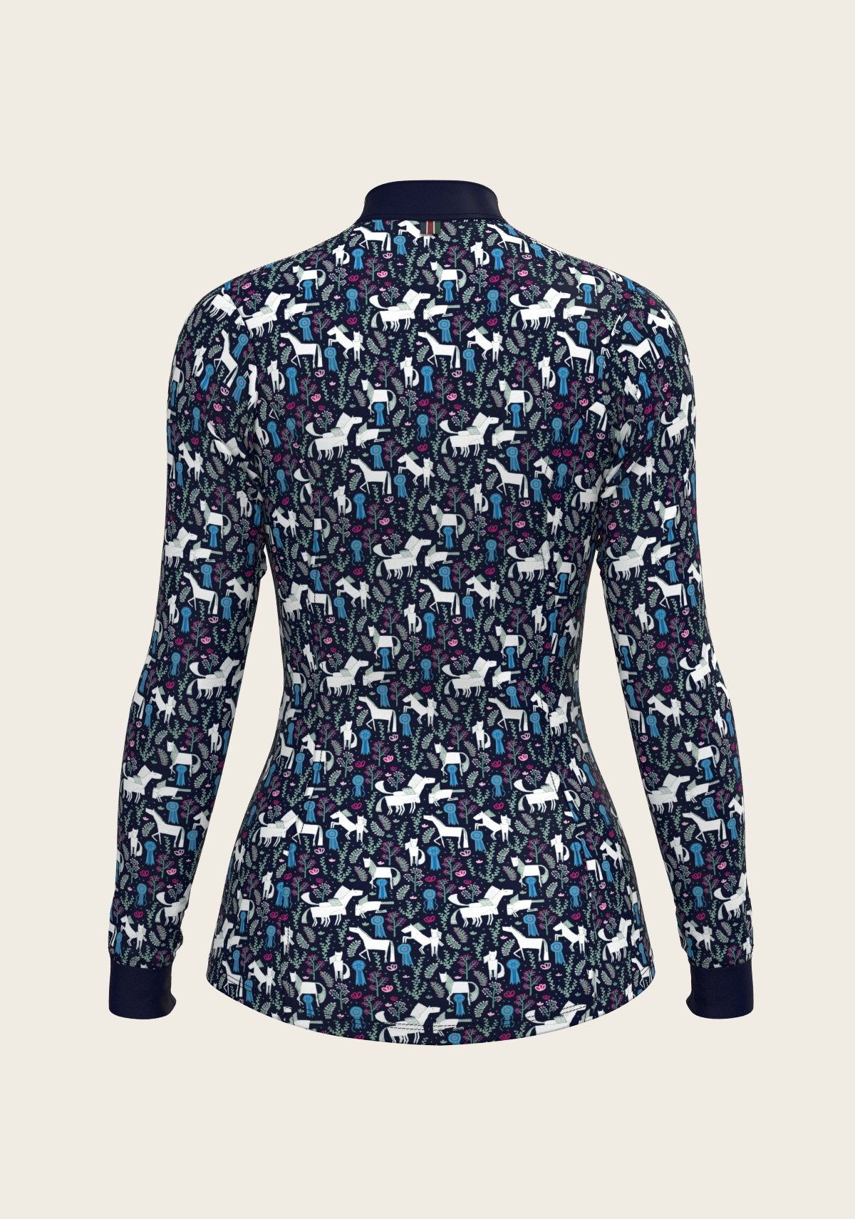 Rosettes on Navy Quarter Zip Sun Shirt - Espoir Equestrian - Equiluxe Tack