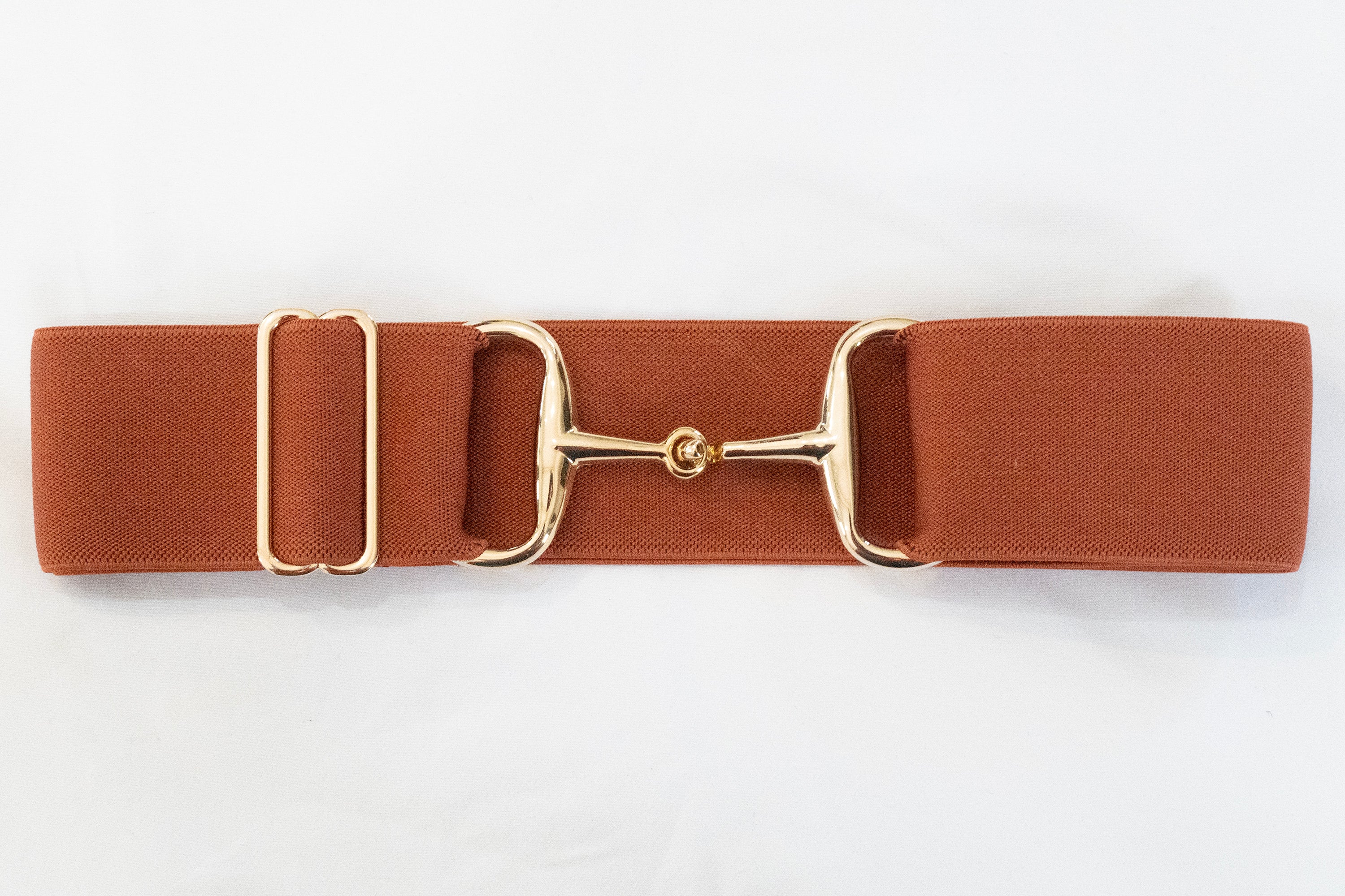 Rust - 2" Gold Snaffle Elastic Belt - Ellany Equestrian - Equiluxe Tack