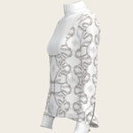 Short Pleated Roped Bridles on White Long Sleeve Show Shirt - Espoir Equestrian - Equiluxe Tack