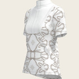 Short Pleated Roped Bridles on White Short Sleeve Show Shirt - Espoir Equestrian - Equiluxe Tack