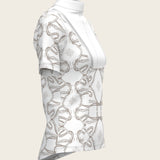 Short Pleated Roped Bridles on White Short Sleeve Show Shirt - Espoir Equestrian - Equiluxe Tack