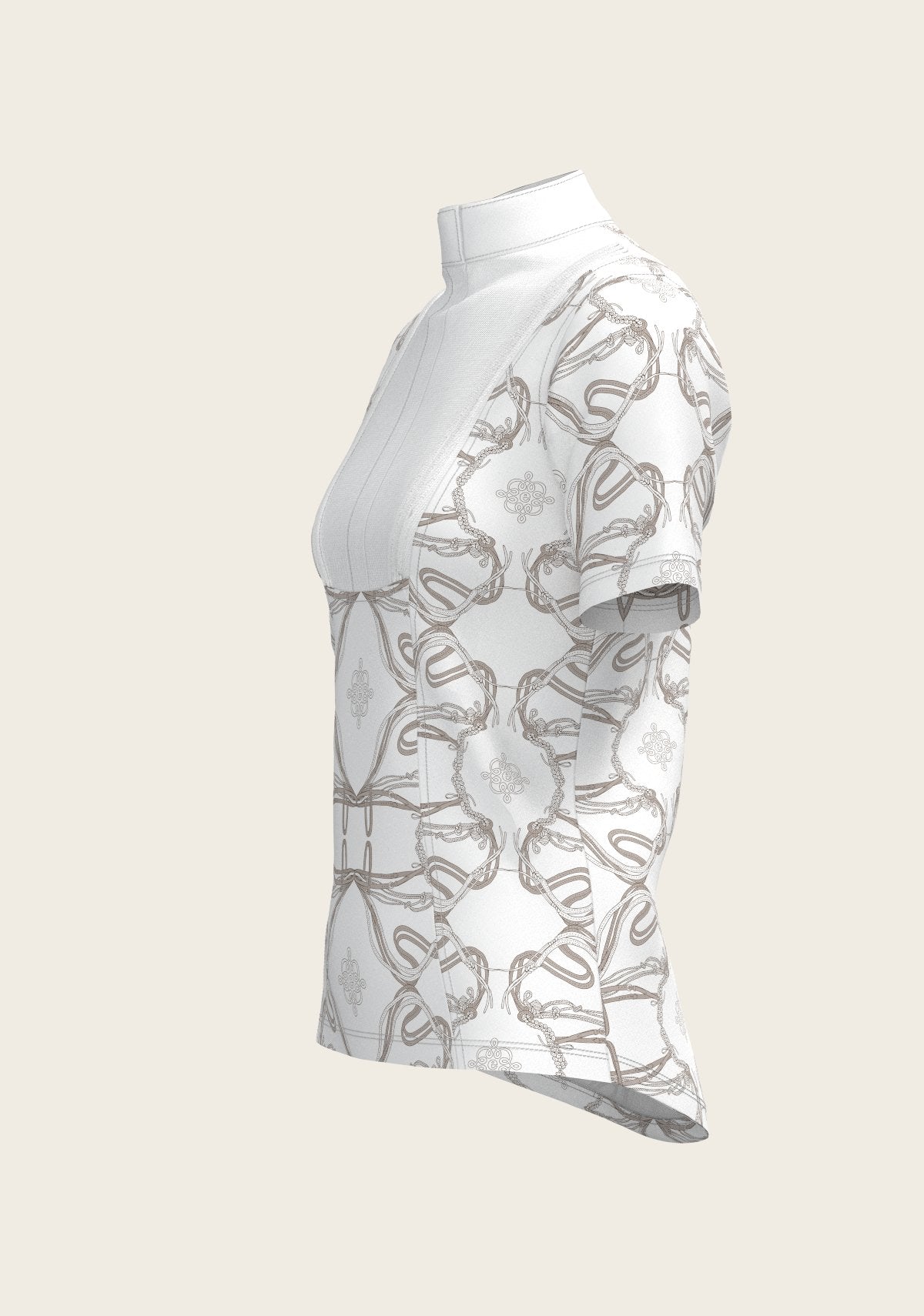 Short Pleated Roped Bridles on White Short Sleeve Show Shirt - Espoir Equestrian - Equiluxe Tack