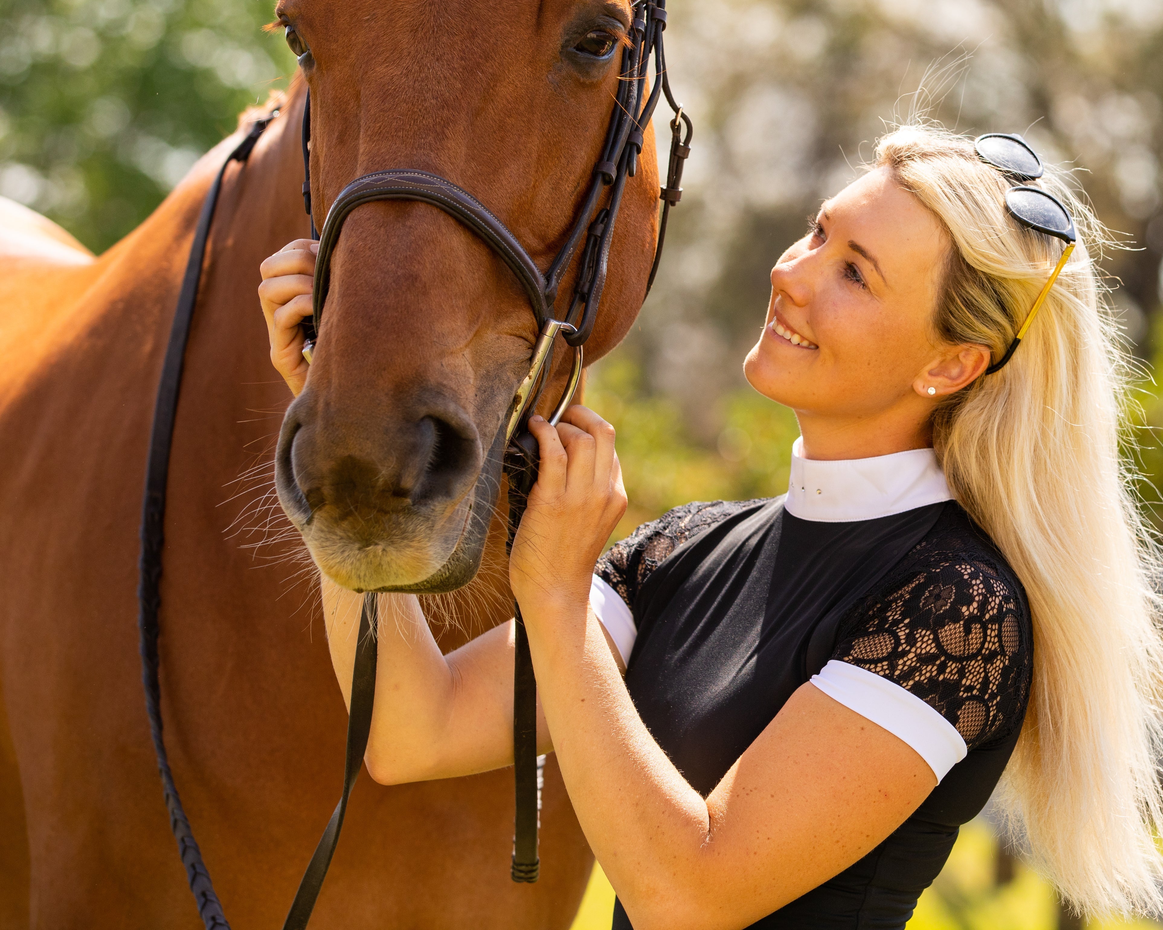 Short Sleeve Lace shirt - Black - EquiShow - Equiluxe Tack