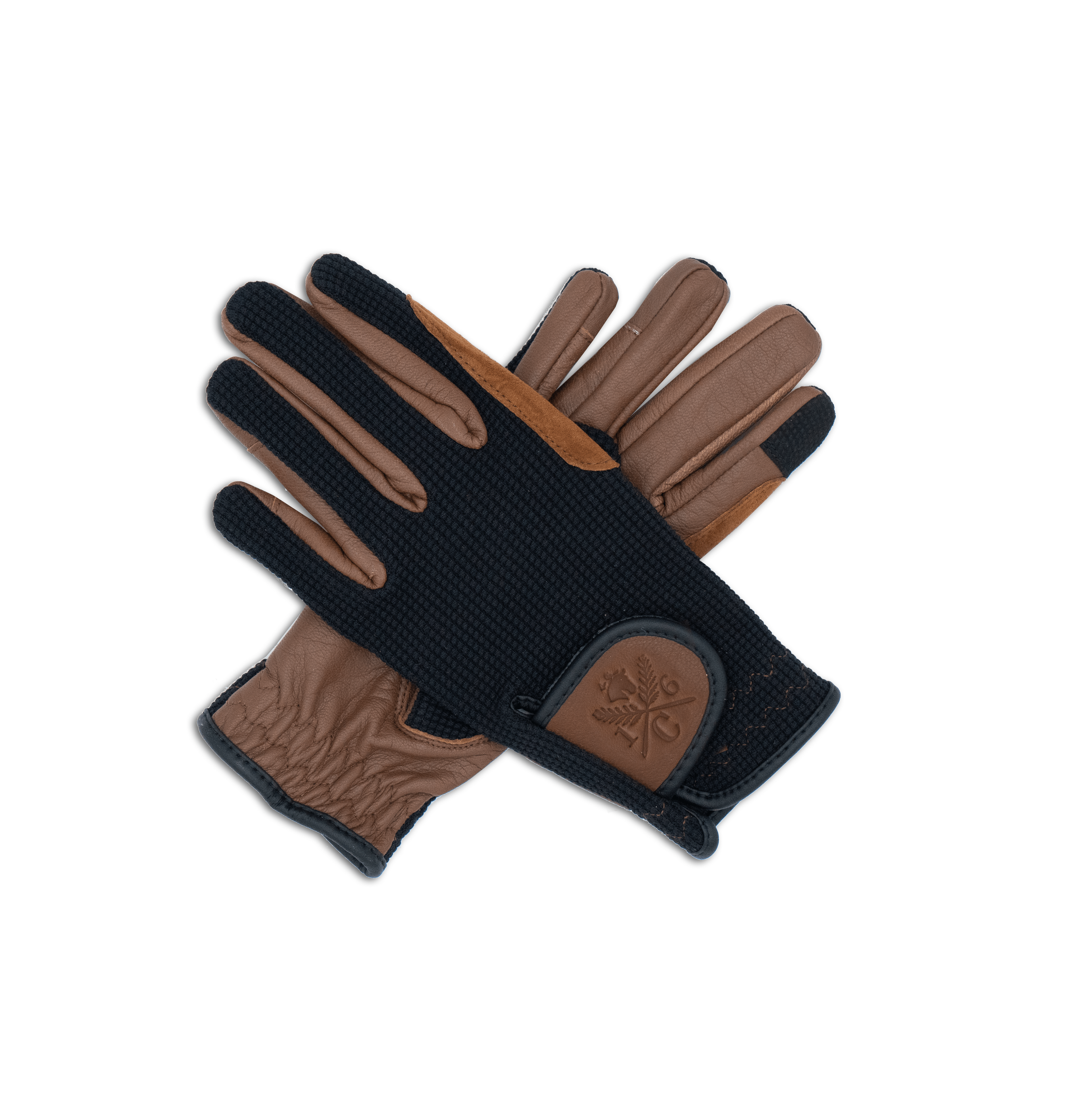 Sixteen Cypress Classic Riding Gloves, Black & Cognac - Equiluxe Tack