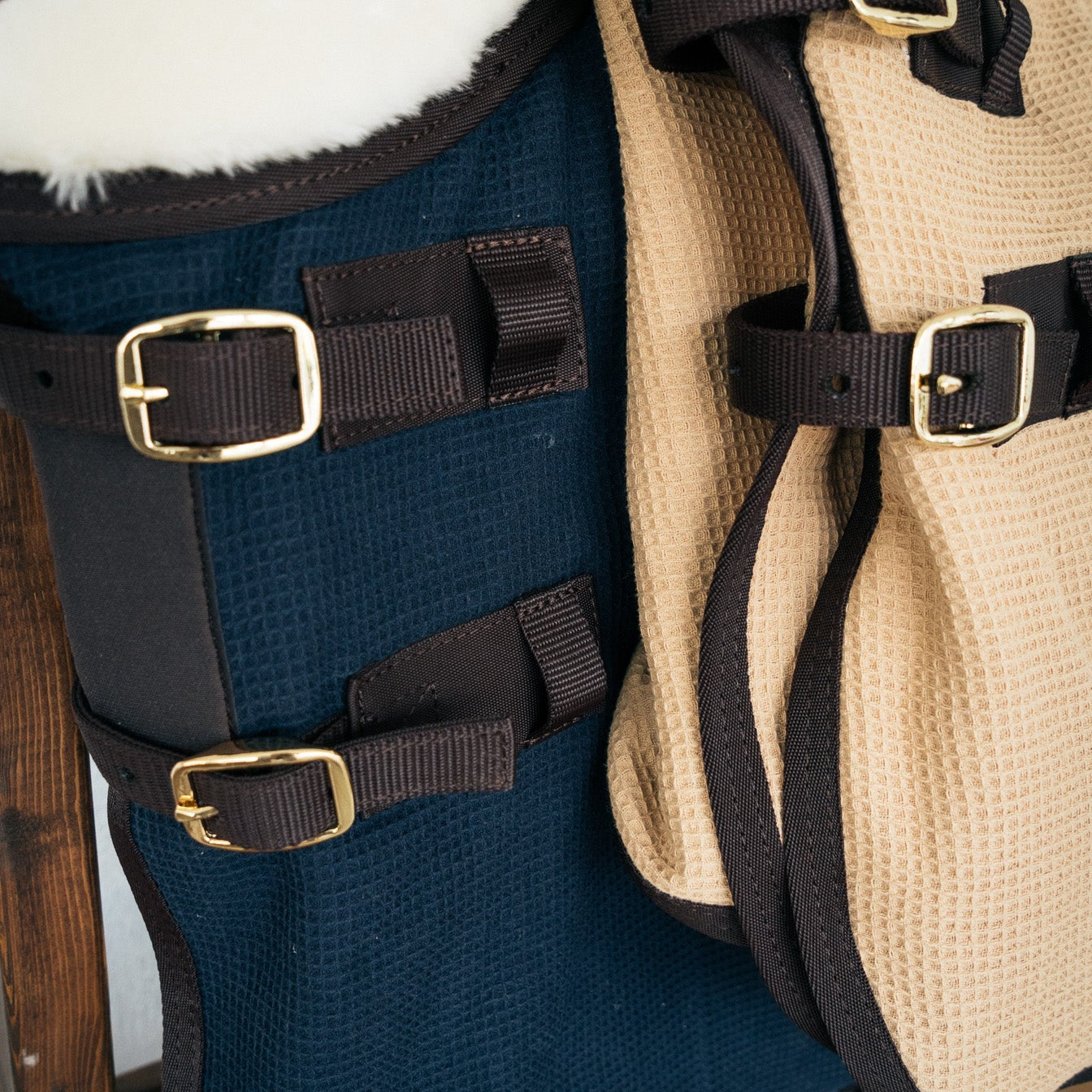 Sixteen Cypress Cotton Waffle Cooler - Navy & Hickory - Sixteen Cypress - Equiluxe Tack