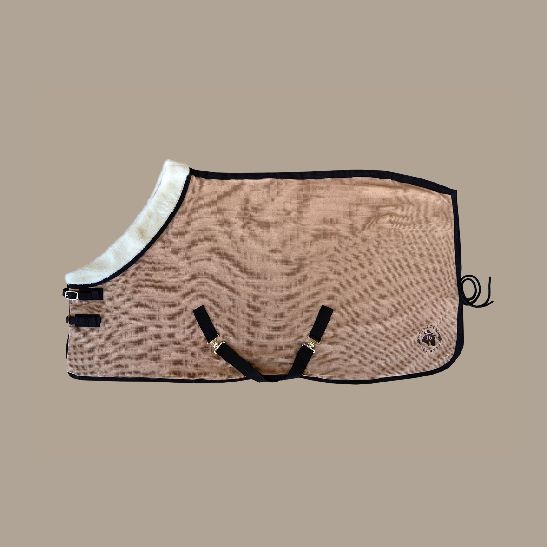 Sixteen Cypress Cotton Waffle Cooler - Sand & Hickory - Sixteen Cypress - Equiluxe Tack