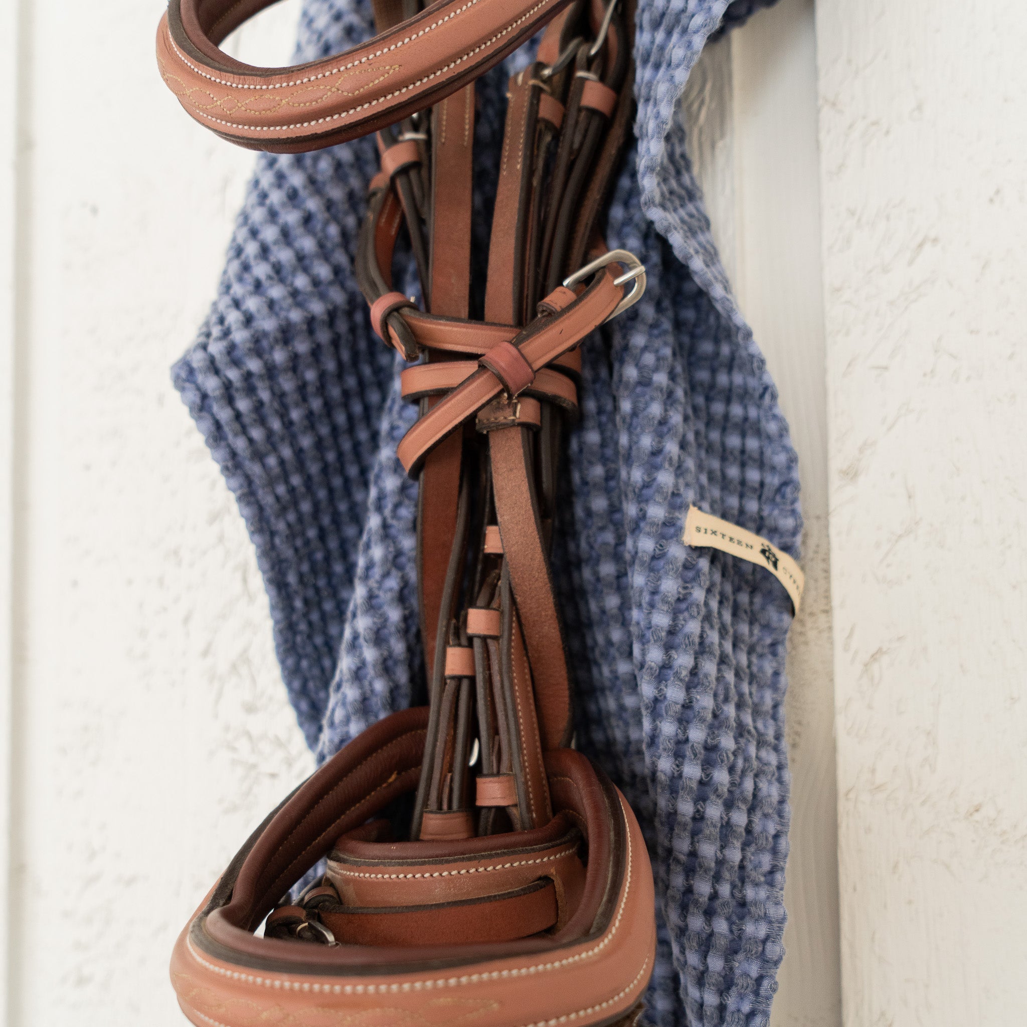 Sixteen Cypress Cotton Waffle Stable Towel, Indigo - Sixteen Cypress - Equiluxe Tack