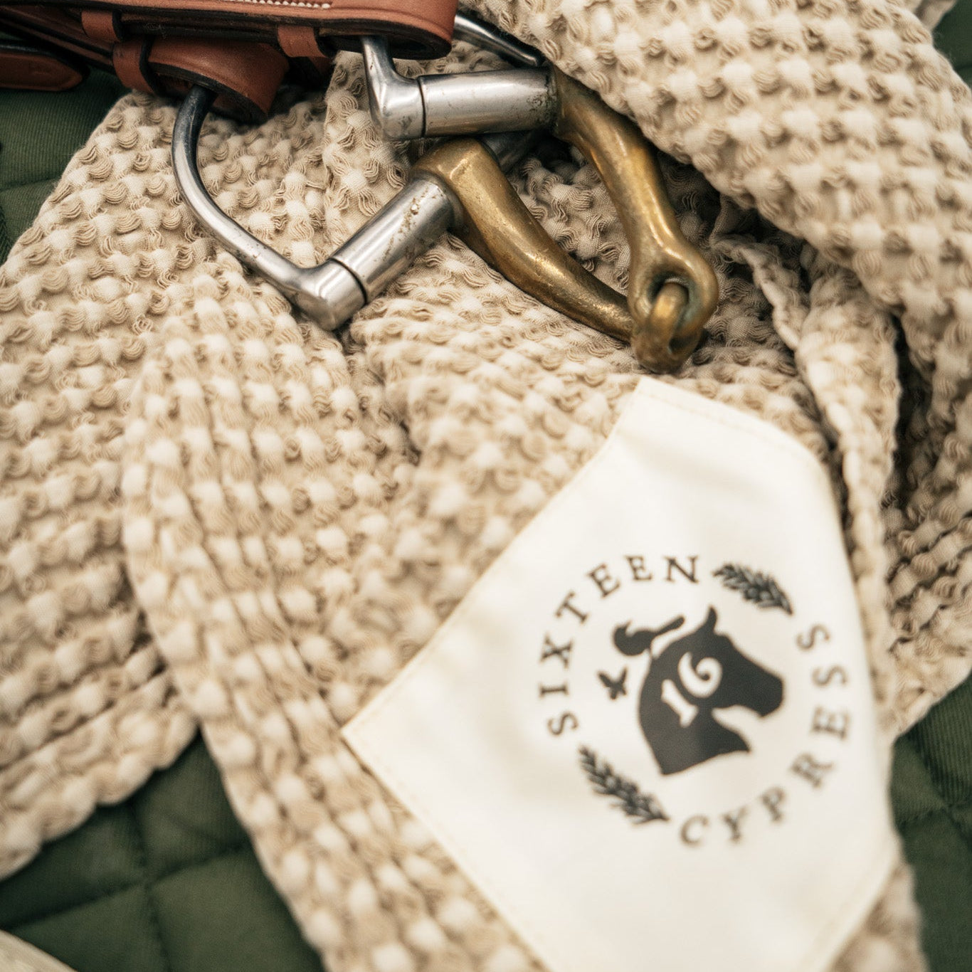 Sixteen Cypress Cotton Waffle Stable Towel, Sand - Sixteen Cypress - Equiluxe Tack