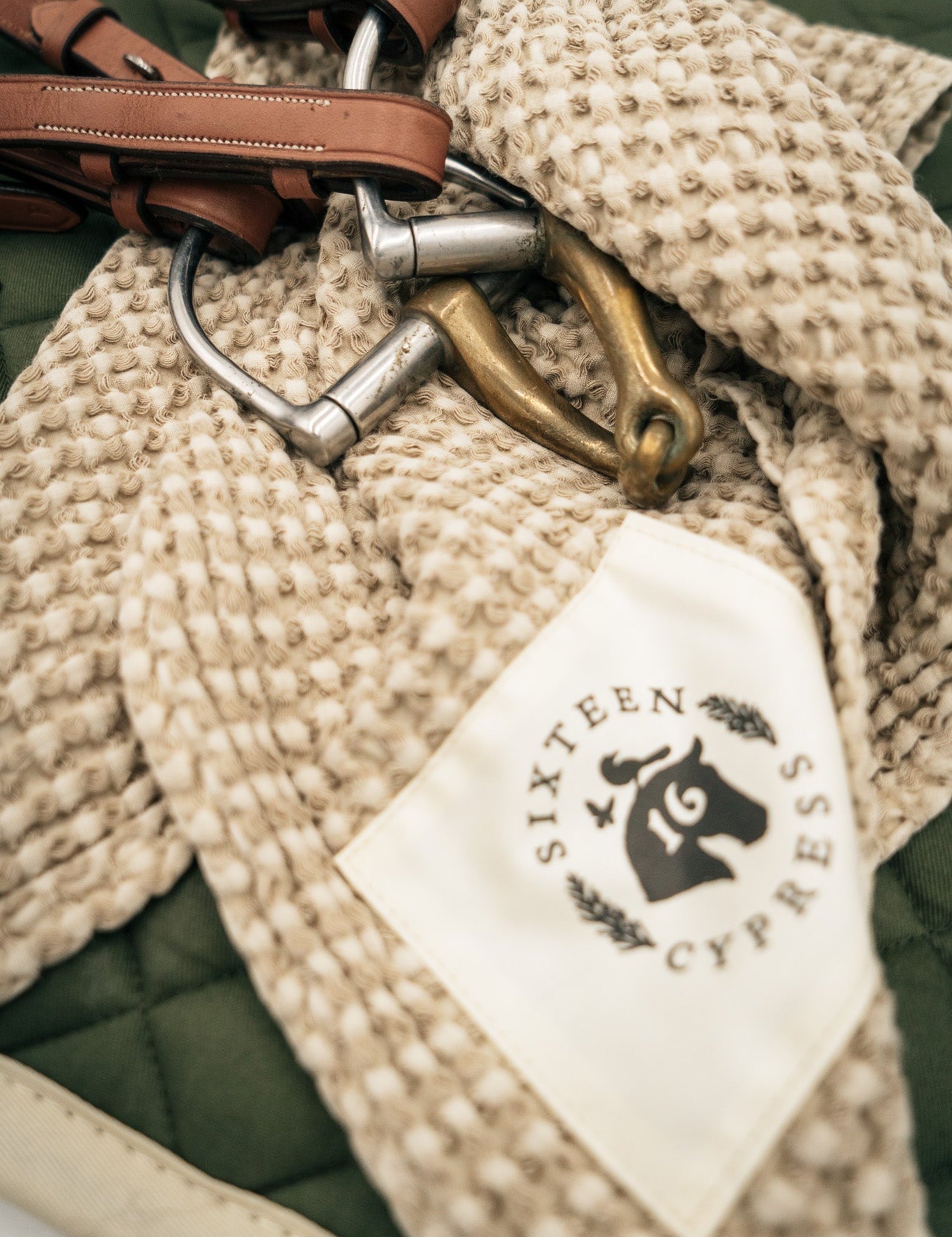 Sixteen Cypress Cotton Waffle Stable Towel, Sand - Sixteen Cypress - Equiluxe Tack