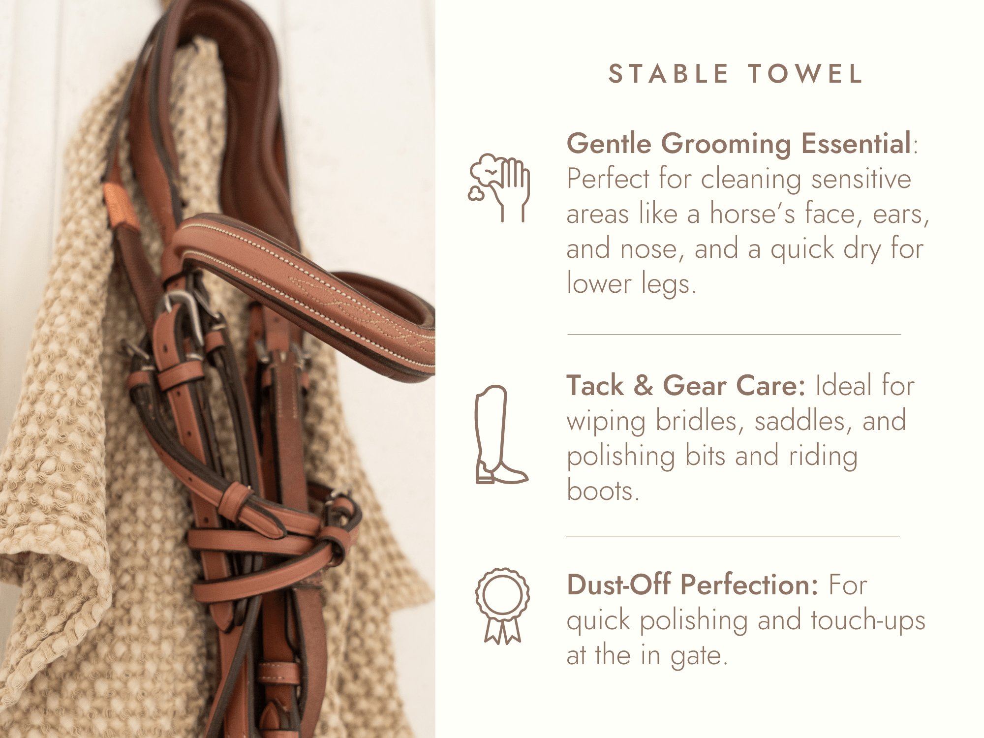 Sixteen Cypress Cotton Waffle Stable Towel, Sand - Sixteen Cypress - Equiluxe Tack