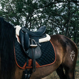 Sixteen Cypress Dressage Pad, Black & Cognac - Sixteen Cypress - Equiluxe Tack