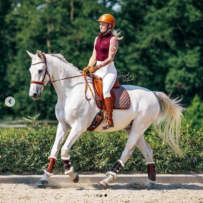 Sixteen Cypress Dressage Pad, Herringbone & Cognac - Sixteen Cypress - Equiluxe Tack