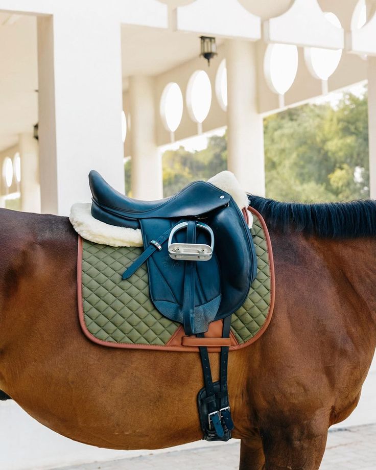 Sixteen Cypress Dressage Pad, Olive & Cognac - Sixteen Cypress - Equiluxe Tack