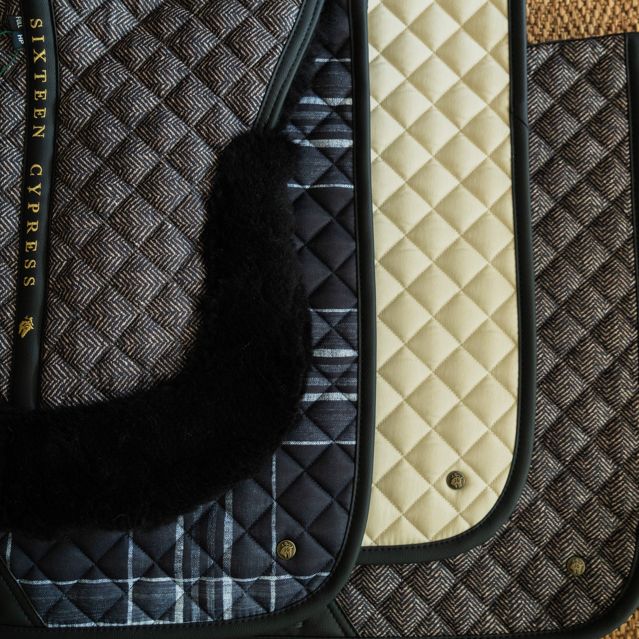 Sixteen Cypress Dressage Pad, Pearl & Black - Sixteen Cypress - Equiluxe Tack