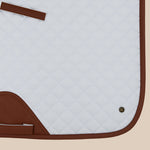 Sixteen Cypress Dressage Pad, White & Cognac - Sixteen Cypress - Equiluxe Tack