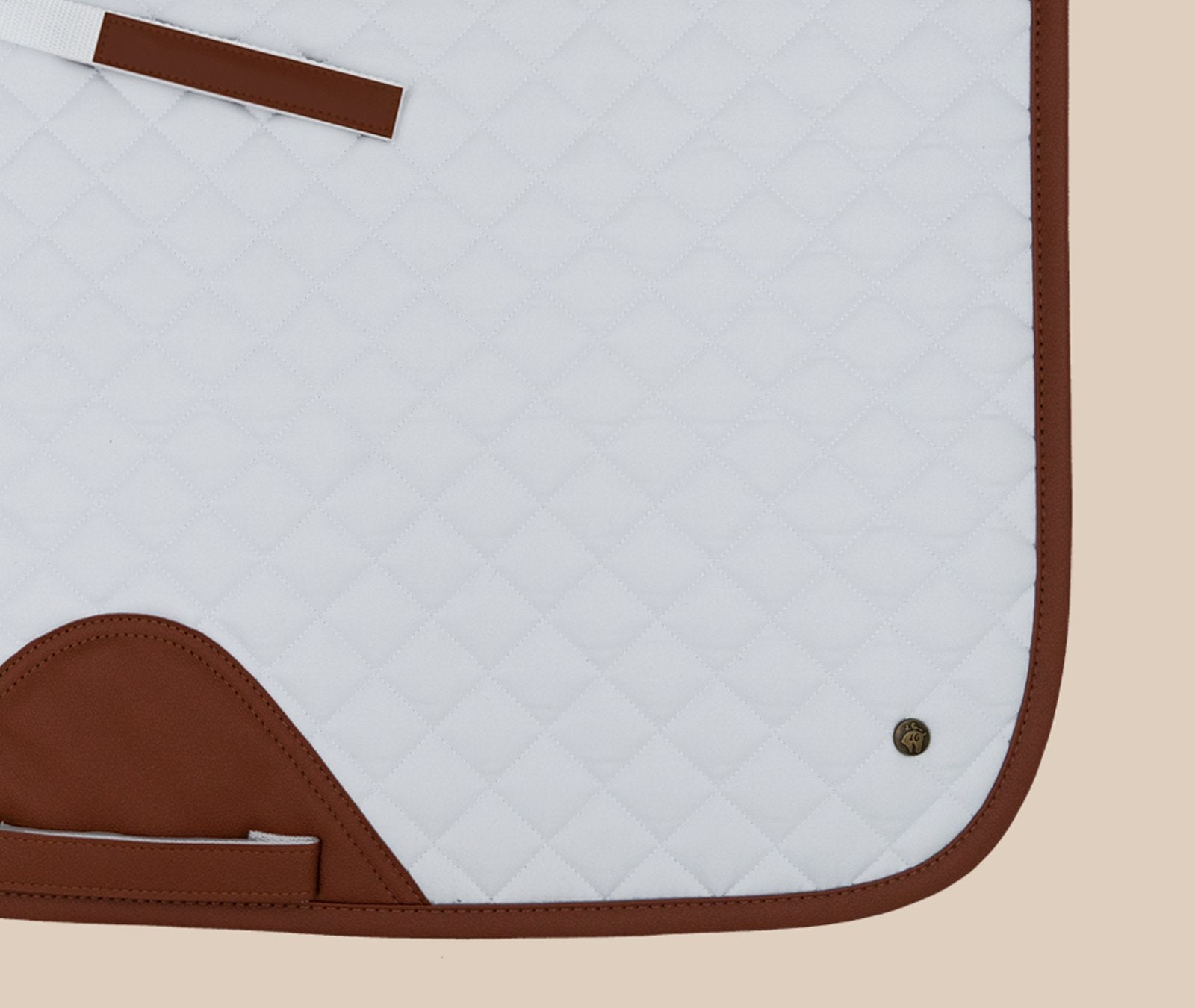 Sixteen Cypress Dressage Pad, White & Cognac - Sixteen Cypress - Equiluxe Tack