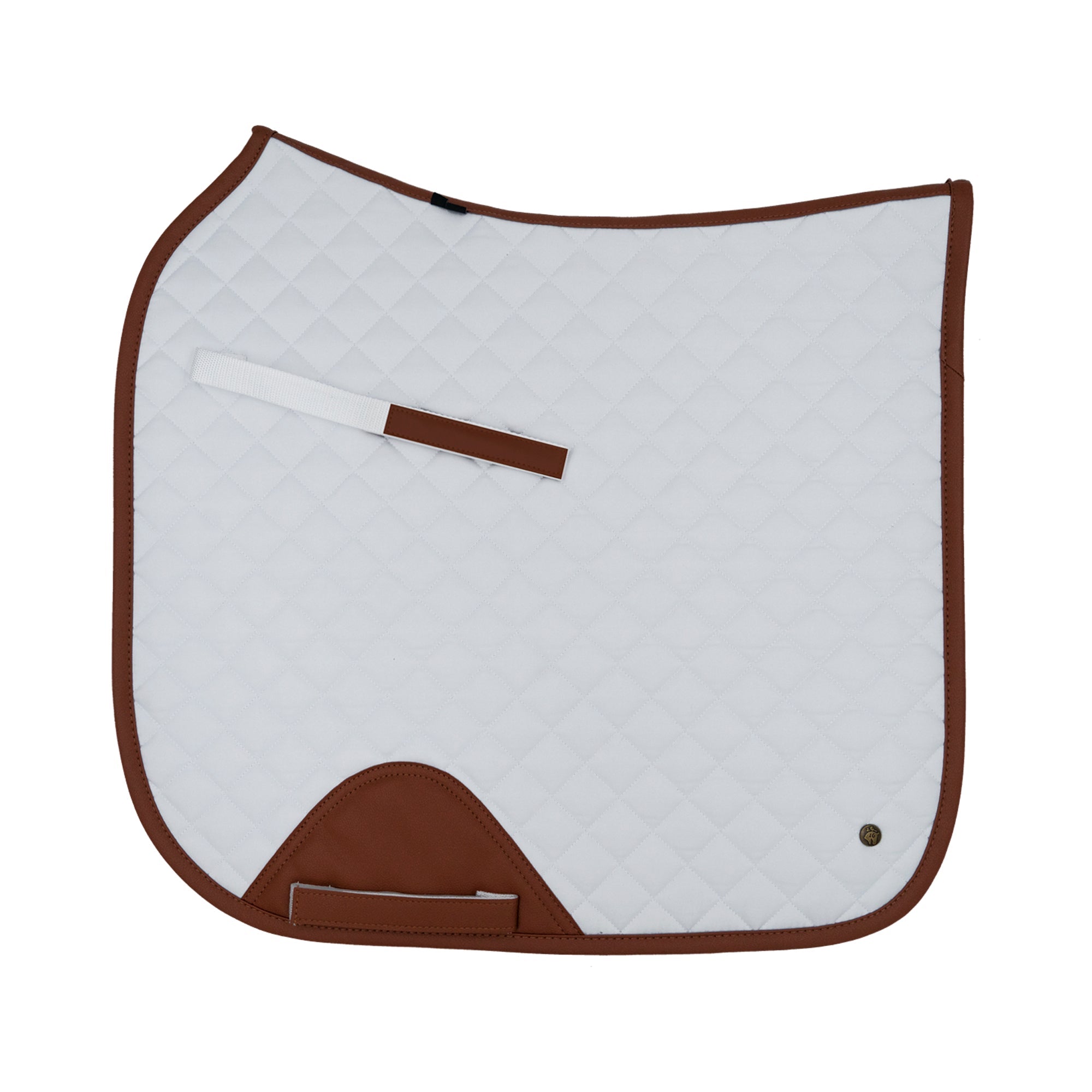 Sixteen Cypress Dressage Pad, White & Cognac - Sixteen Cypress - Equiluxe Tack