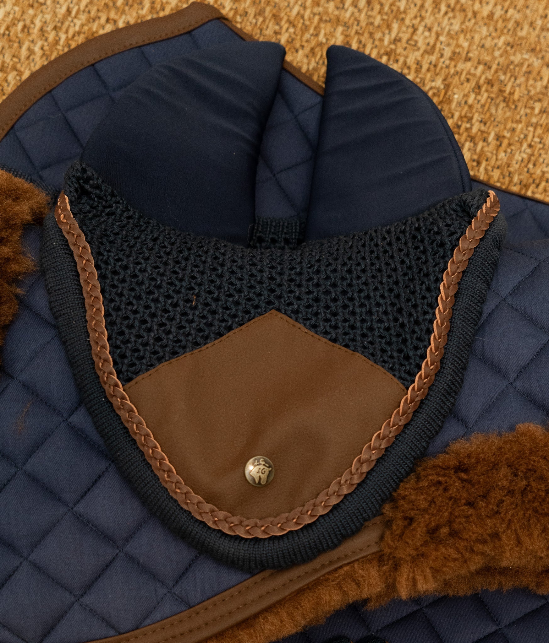 Sixteen Cypress Ear Net, Navy & Hickory, Sound - Softening - Sixteen Cypress - Equiluxe Tack
